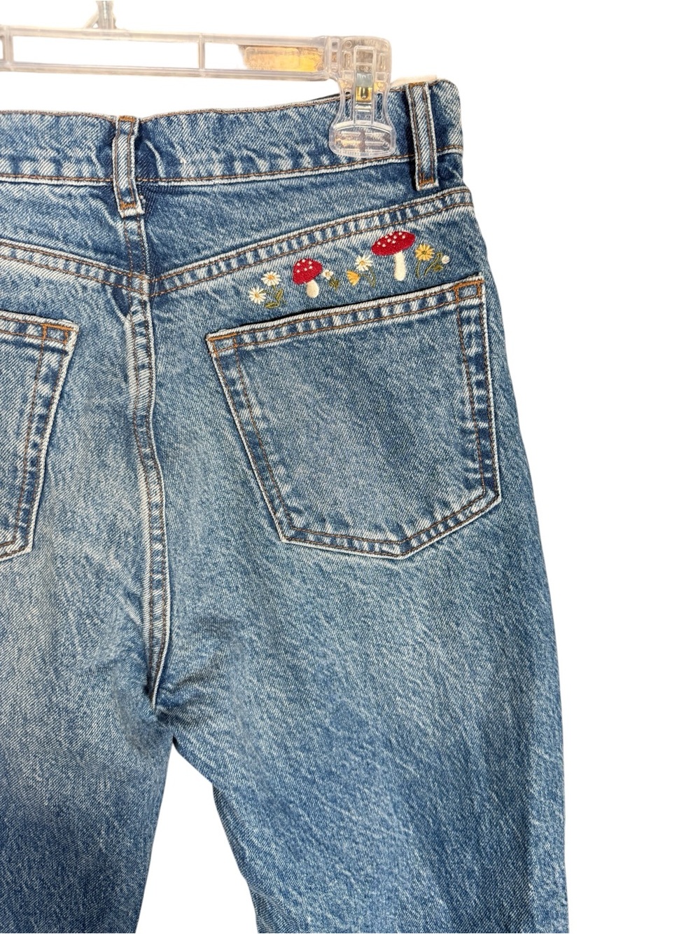 Reformation Cynthia Mushroom Embroidered Jeans High Rise Straight Jeans 27